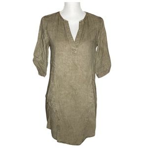 Cloth & Stone Green Chambray Popover Tunic Dress